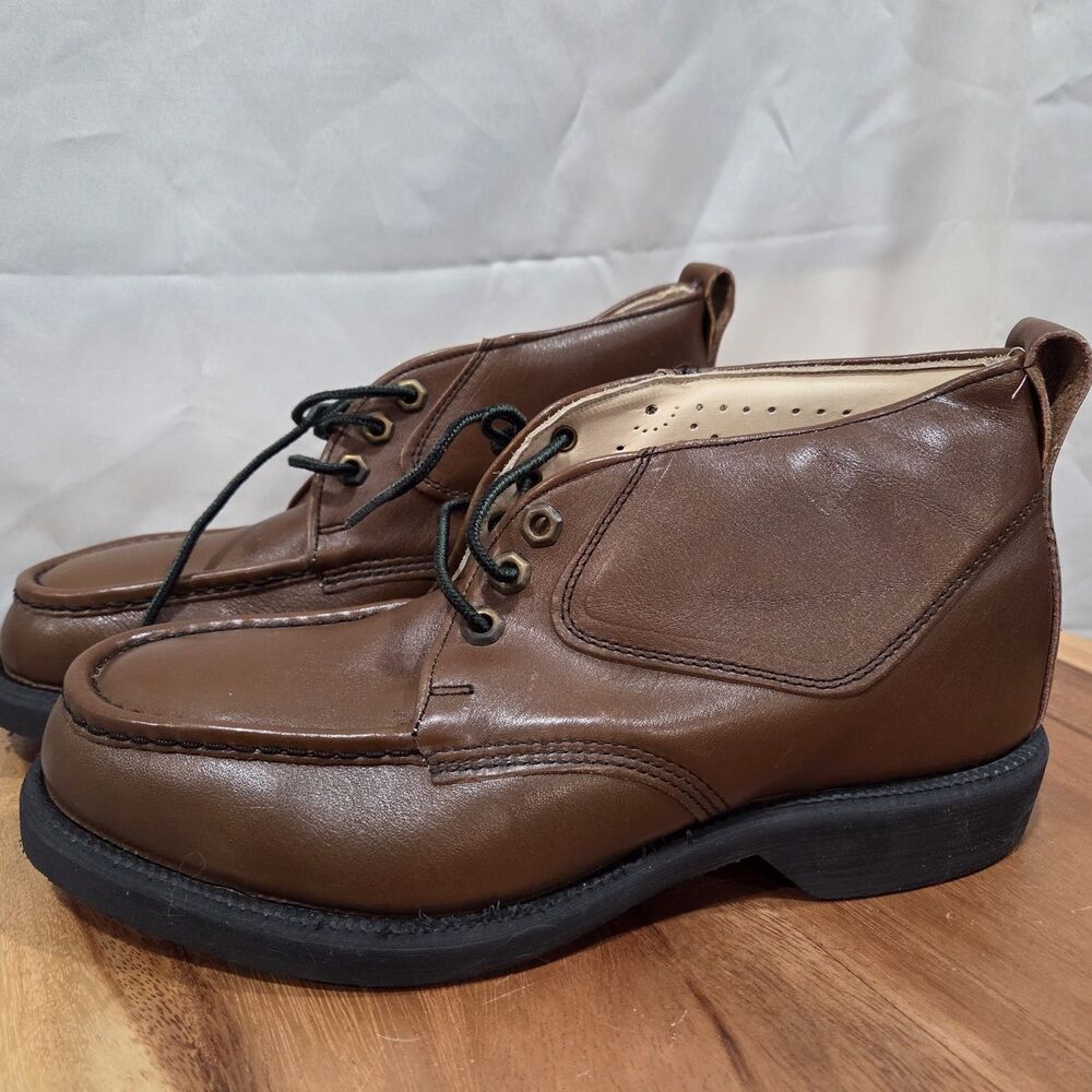 Iron Age VTG Steel Toe Leather Chukka Boots  Oil Resistant SZ 8 Union Made Brown